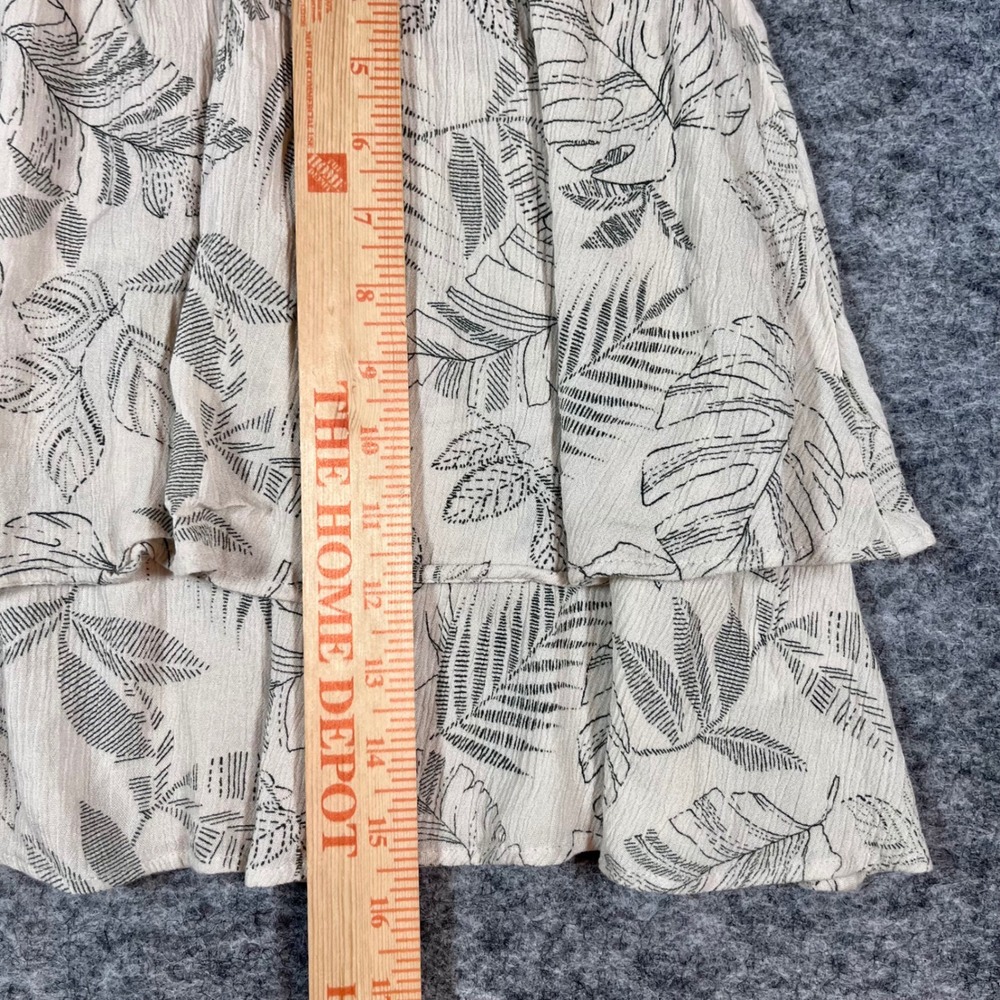 Paper Crane Tiered Mini Skirt Womens M Cream Tropical Ruffle‎ Coastal Beach Boho - Picture 9 of 10